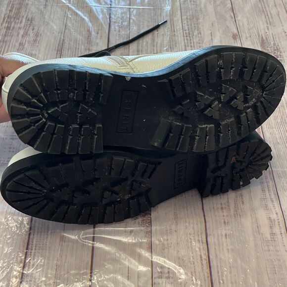 ESPRIT White and Black Shelby Booties White Vegan Leather Combat Boots Size 9 - Picture 11 of 12